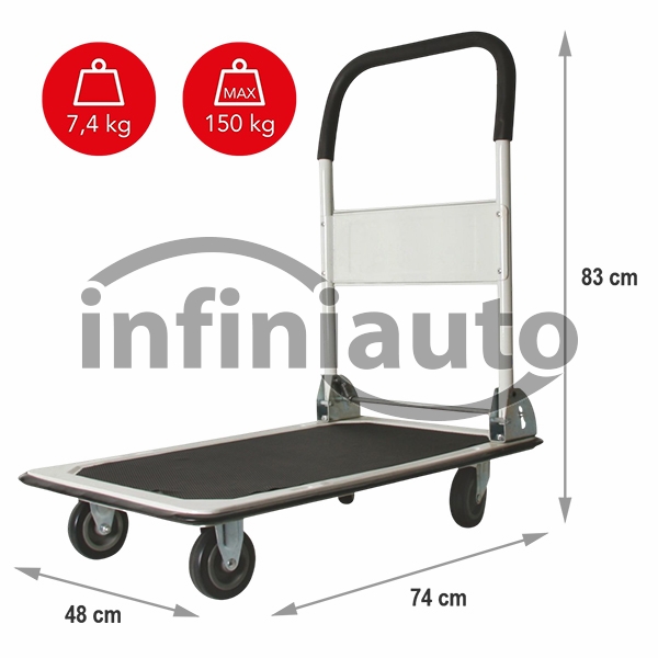 ECO14858           CARRO DOBRAVEL ACO 78X48 150 KGS 4 RODAS                    